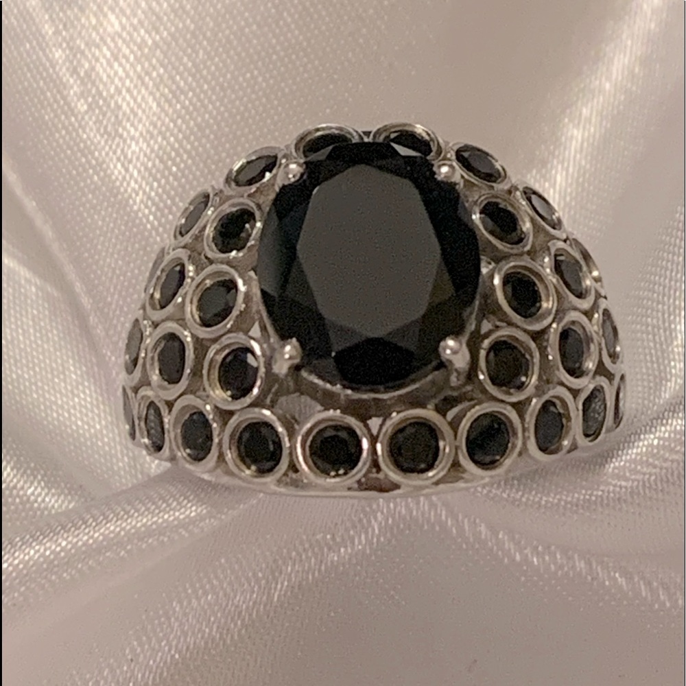 Thai Black Spinel Gemstone Ring Set In 925 Sterling Silver